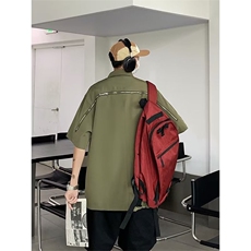 休闲五分袖衬衫港风纯色夏季潮流潮新款短袖衬衣男，男装衬衫，星座410-6（原星座1304-1）