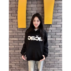 设计感字母印花卫衣男女春秋季美式撞色修身辣妹短款露脐上衣图片