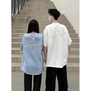 M547-P35美式复古休闲潮牌宽松短袖T恤 男女同款图片