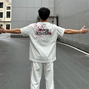 万针全刺绣工艺抖音得物高品质260克重磅纯棉双纱美式高街短袖T恤图片