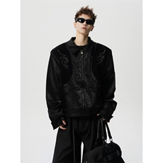 706-LK6962-P138现货原版品质秋季蛇纹皮铆钉刺绣pu皮夹克外套，男装夹克，星座706