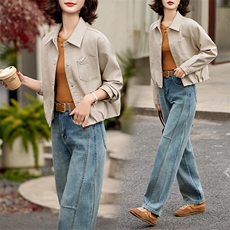 2025春秋季新款皮衣外套女pu皮翻领短款上衣拉链高级感机车服夹克，女装皮衣，江南女神