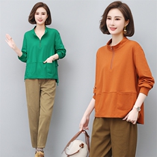 新款半高领卫衣女长袖2024春秋韩版宽松休闲百搭洋气套头T恤上衣，女装卫衣/绒衫，璐依舞