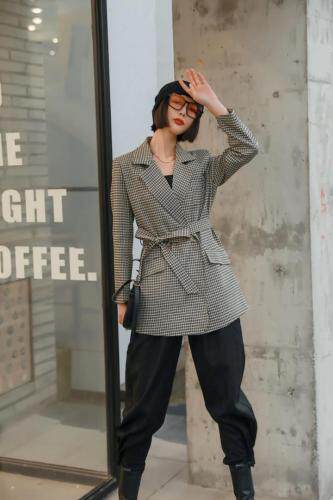 春季新款超火格子西装，女装西装，变色鸟(4F)