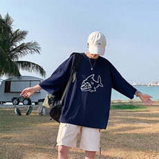 Q11041-P30春夏季七分袖t恤男大码五分袖男短袖中袖，男装T恤，电商A040