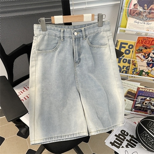 夏款男短裤牛仔裤扎染渐变色直筒宽松马裤D035 P38图片