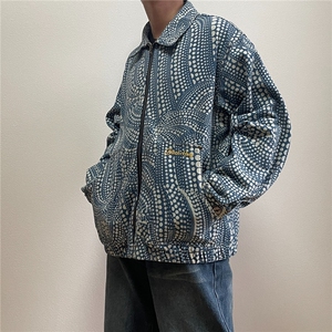 有货。美式街头波点牛仔夹克男开衫外套潮W6956-P77图片