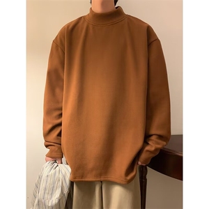 美式纯色打底衫男秋季潮流半高领长袖T恤ins男女同款A24加绒图片