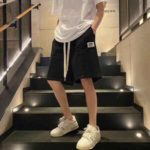 直播品做旧重水洗 立体裁剪拼接工装短裤五分裤 K9805/P45 黑色3图片