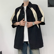 衬衫男士短袖韩版潮流高街帅气拼色夏季2024新款ins外套CY777-P41，男装衬衫，星座412-2