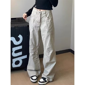 现货 美式复古褶皱工装裤男潮牌痞帅设计感小众裤子-A2051P58控98图片