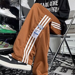 直筒阔腿裤美式ins高街潮运动休闲裤X146P30图片