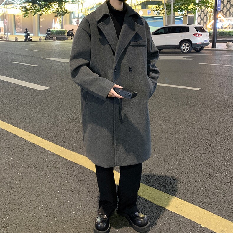 英伦气质毛呢大衣男中长款呢子风衣潮流雅痞男装外套MN9571/P100，男装毛呢大衣，电商B316