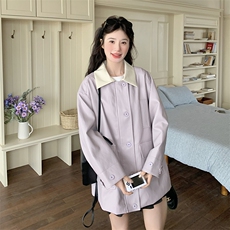 春款【已出货】时尚紫色蛋白皮外套2C110-H7791-P175-K58，女装皮衣，2C110