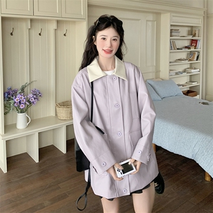 春款 【已出货】时尚紫色蛋白皮外套2C110-H7791-P175-K58图片