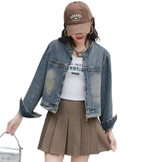 高级感气质牛仔短外套女春秋新款小个子宽松百搭复古长袖夹克上衣，女装牛仔外套，跑量工厂店