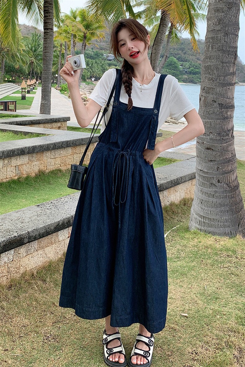 韩版宽松条纹背带裤女2025夏季新款时尚气质高腰显瘦百搭连体裤,女装套装/套裙,2C133