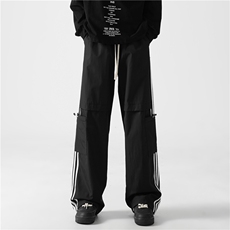 抖音品质秋季新款潮流条纹设计宽松休闲裤B315-K24253-特p40控78，男装休闲裤，电商B315