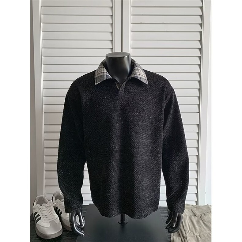 W55-P45时尚长袖POLOins文艺日系新款百搭慵懒原宿流行气质，男装Polo衫，电商B323A