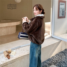 （新款)2025冬时尚派克两面穿加绒毛领外套1D060-P215-K318，女装短外套，1D060