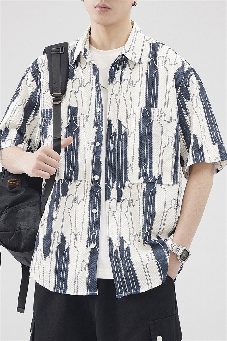 定织提花泡泡纱面料定制图案男休闲衬衫外套A329-Z237-P65,男装衬衫,电商A329