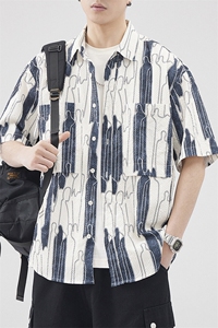 定织提花泡泡纱面料定制图案 男休闲衬衫外套 A329-Z237-P65图片