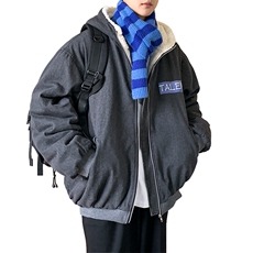 高品质休闲牛仔连帽羊羔毛衣潮流宽松服A161-521-P145控165，男装棉衣，电商A161