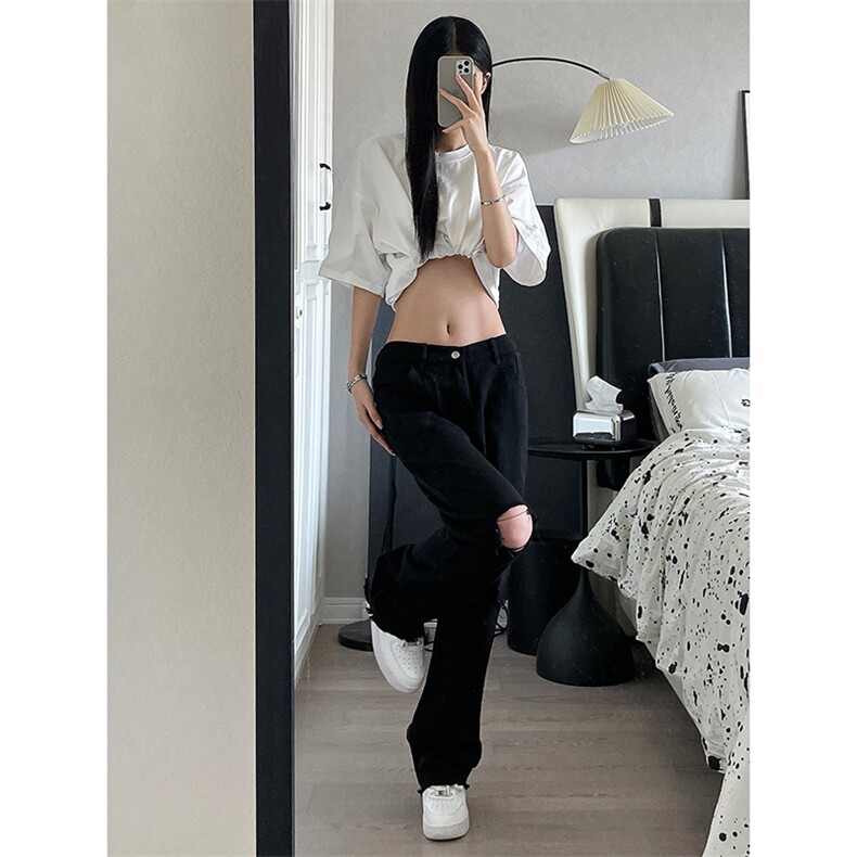 B221美式ins高街简约小众设计毛边破洞牛仔裤LK23067-P60控78,男装牛仔裤,电商B221