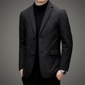 西装领羽绒服商务休闲男装冬季新款加厚保暖外套中年男士上衣图片