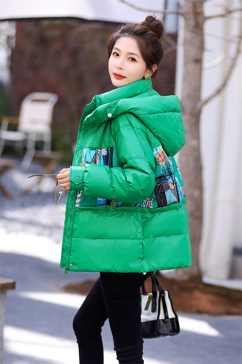 现货白鸭绒小众短款羽绒服女2025冬季新款时尚潮流加厚保暖羽绒服,女装羽绒服,天丽