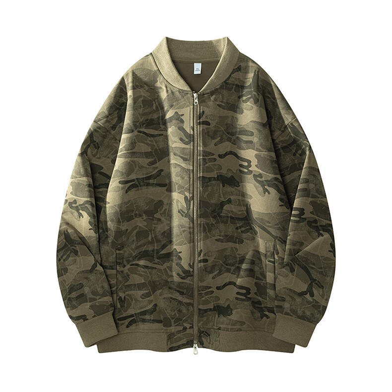 311B-1-9168-P55控89春季迷彩卫衣外套复古流棒球服开衫夹克，男装夹克，星座311B-1