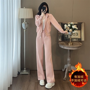 洋气减龄秋冬重工开衫休闲阔腿裤套装图片