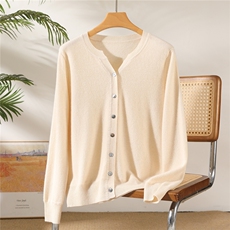 2025秋冬百搭时尚简约圆领开衫羊绒衫，女装羊绒衫，澳坤羊绒