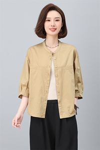 纯棉衬衫女七分袖2025夏装新款时尚漂亮小衫中年妈妈衬衣中袖上衣图片