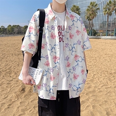 潮流休闲花衬衫大码男短袖夏季痞帅精品上衣服外套衬衣A012/P35，男装衬衫，电商A012