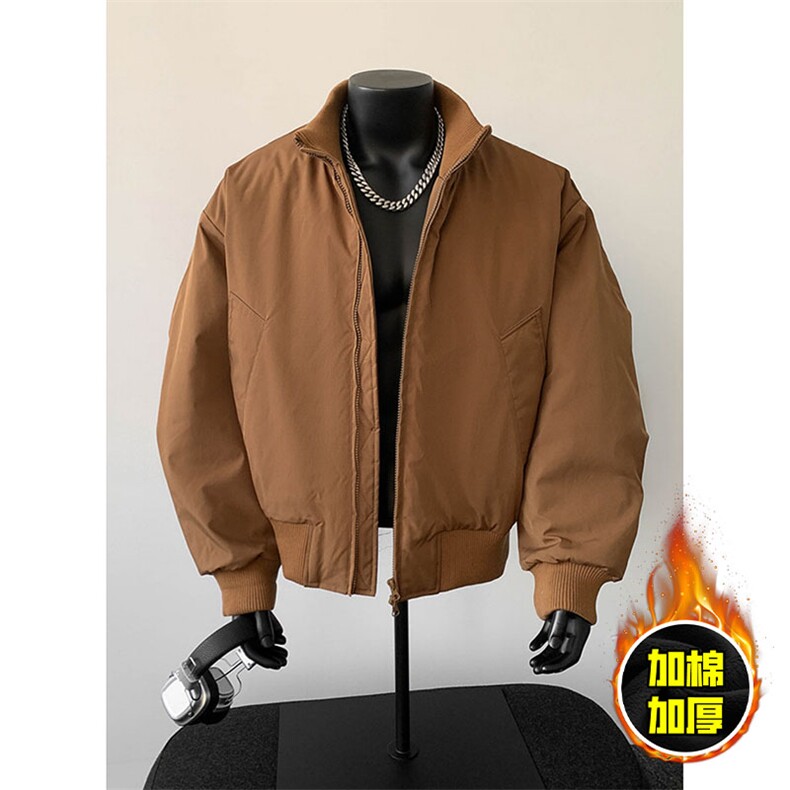 现货冬季美拉德立领飞行夹克廓形高街棒球服加棉加厚棉衣外套，男装夹克，电商A486-1