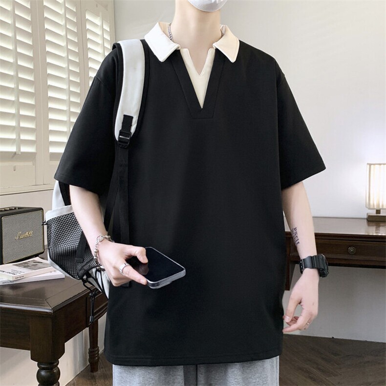 夏季大码公版拼色翻领POLO衫男休闲T恤短袖,男装Polo衫,星座1107-1