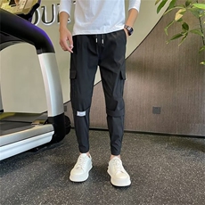 黑色休闲裤男春秋工装裤子束脚裤2024新款潮牌修身哈伦裤K207，男装休闲裤，星座1116A-2（原606A-1）