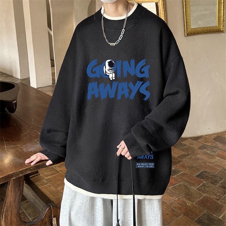 控78假两件毛衣男大码加绒针织衫男毛线衣M80230-P55加绒P70,男装针织衫/毛衣,电商A040