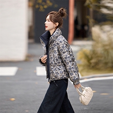 短款羽绒服女2024冬季新款小个子高端洋气设计感欧货碎花厚面包服，女装羽绒服，艾尚靓装