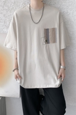 8XL-M高品质纯棉美式复古宽松简约百搭学院风短袖T恤上衣男DX343，男装T恤，电商D206-1