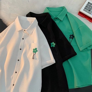 夏季港风薄款衬衫男短袖宽松高级感休闲寸衬衣外套男CS0562-P35图片
