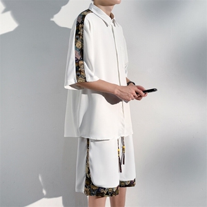 1小熊短袖衬衫男+短裤大码M-5XL套装92%聚酯纤维8%氨纶TZ77058P70图片