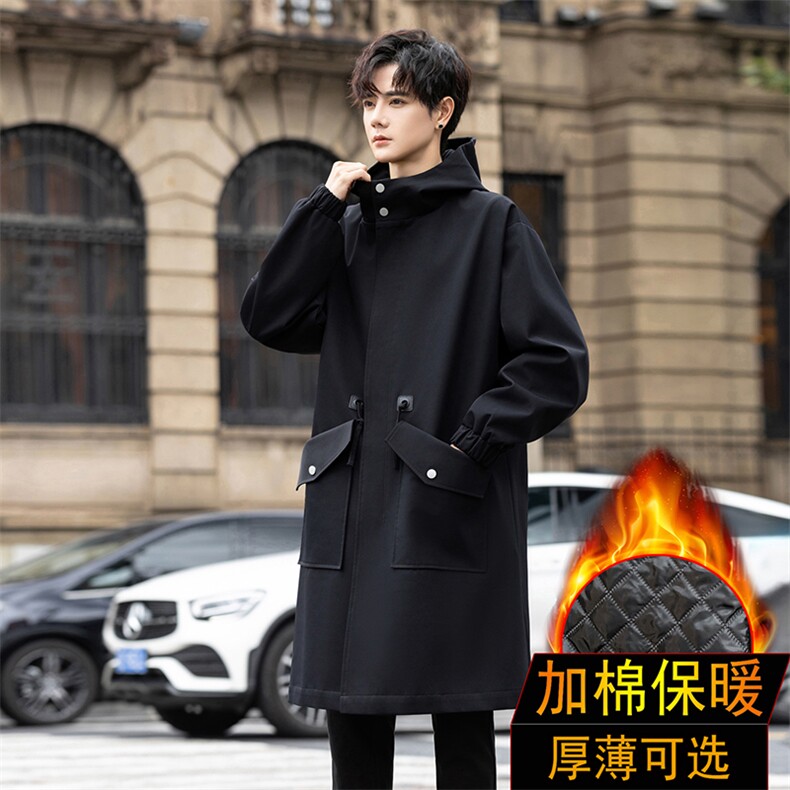 4W件加绒风衣男中长款大衣棉衣男F994薄P95加棉P110外景二,男装风衣,星座401