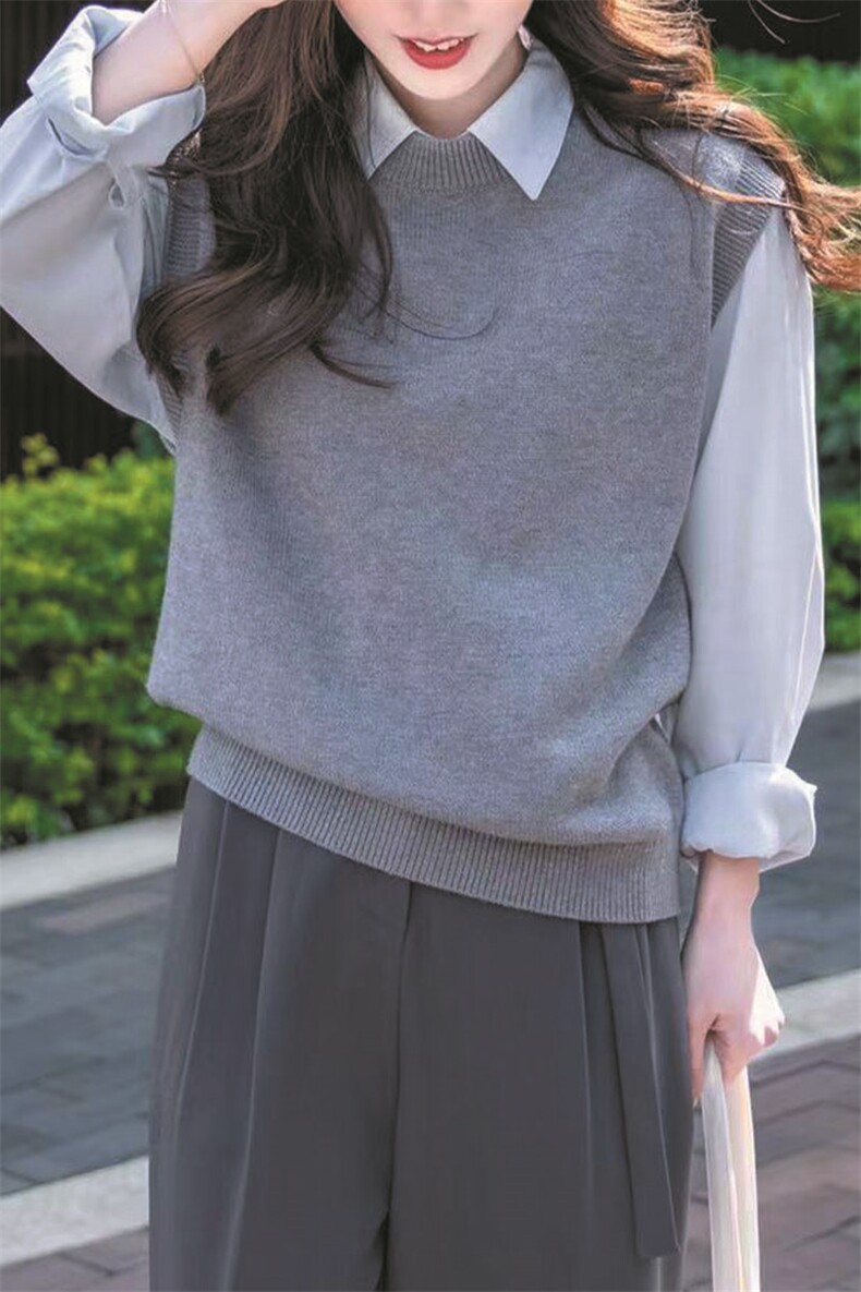秋季新款时尚百搭宽松显瘦休闲马甲女外套,女装马甲,萱芳婷羊绒