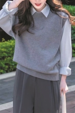 秋季新款时尚百搭宽松显瘦休闲马甲女外套，女装马甲，萱芳婷羊绒