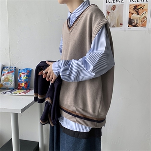 秋装 港风复古学院风马甲毛衣男女背心针织衫坎肩v领潮 W09/P55图片