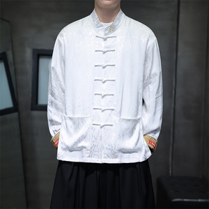 新中式新品（白财神）风潮休闲盘扣丝绸改良唐装外套C3460图片