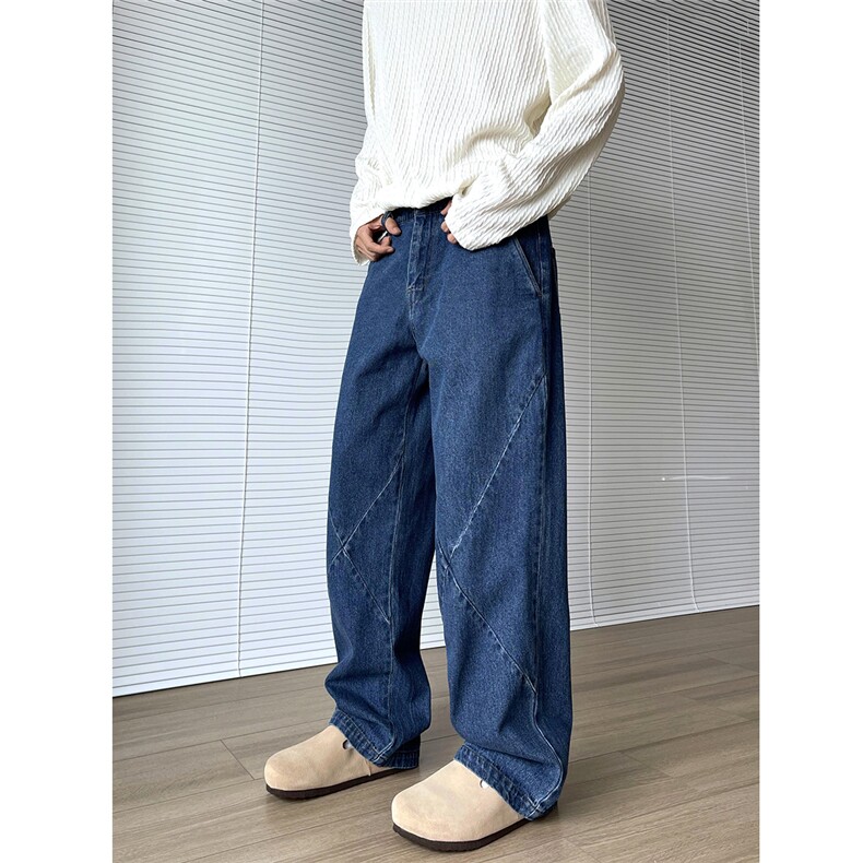 秋冬美式复古色宽松直筒深蓝色牛仔裤4XZ502-K770-P55控79，男装牛仔裤，星座502