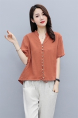 2025夏装高端女新款小衫气质棉麻上衣，女装衬衫，铭街依杨